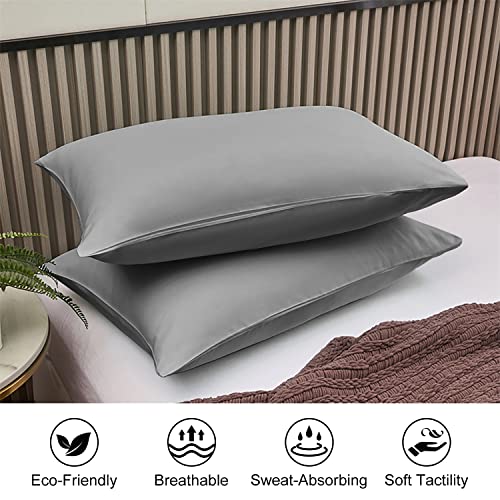 Lirex 2 Pack King Cotton Pillowcases - Breathable Dark Grey, 20"x36"