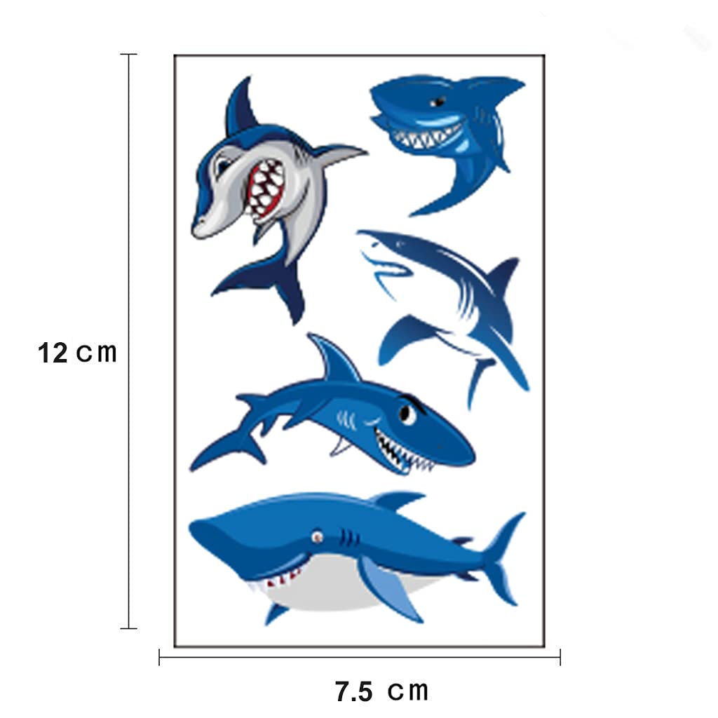 54Pcs Shark Temporary Tattoos, Under Ocean Fish Animals Fake Tattoo Stickers Decorations, Home Activity Classroom School Prizes Rewards, Birthday Party Favor Supplies