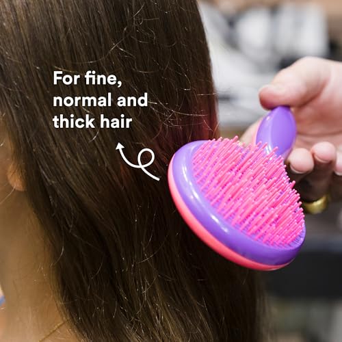 Michel Mercier Girls' Detangle Brush - Gentle Tangle-Free Hair Brush for Curly Hair - Easy Grip Design - Pink-Purple