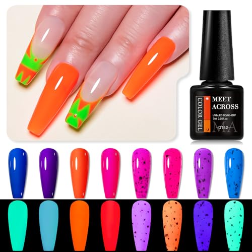 MEET ACROSS 8-Piece Glow in the Dark Neon Gel Nail Polish Set
