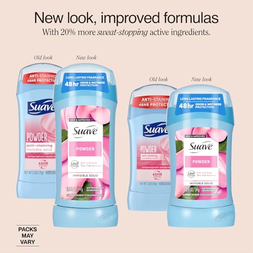 Suave Women’s Powder Scent Antiperspirant Deodorant 2-Pack, 2.6 oz & 1.2 oz