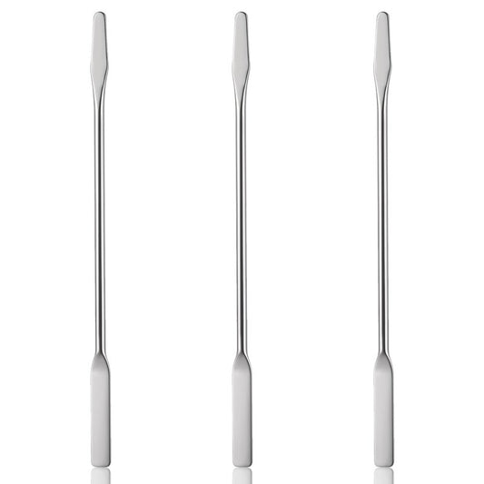 3 Pcs Small Metal Spatula, Lab Spatula, Double Ended Micro Spatula, Stainless Steel Mini Spatula, Square/Round End Spatula, Makeup Spatula Tool for Mixing Cosmetics