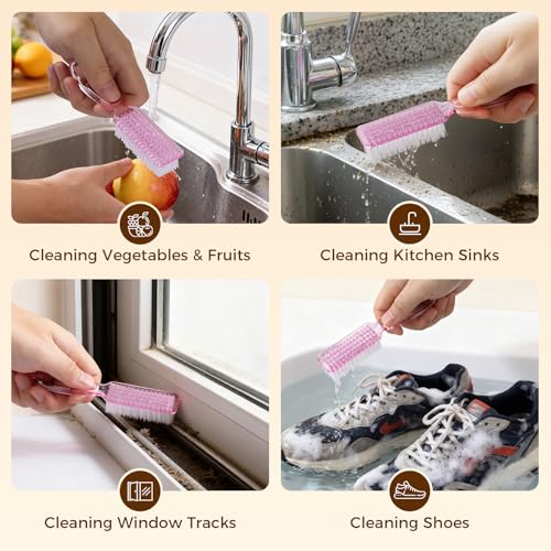 Larbois 4 Pack Nail Brush Set - Heavy Duty Fingernail & Foot Cleaner