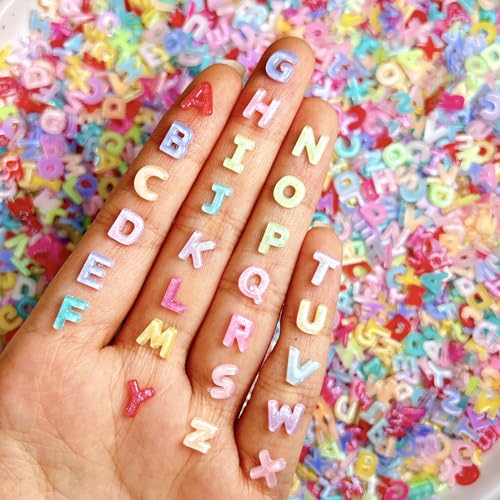 300Pcs Colorful Letter Nail Charms - 3D Resin Rhinestones for Nail Art