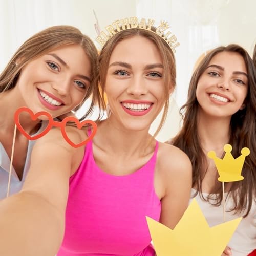 CIEHER Gold Birthday Headband Tiara Crown for Girls