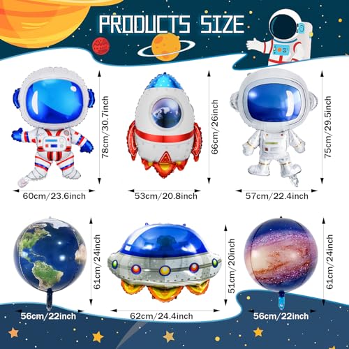 Space Balloons Set - 16 Pcs Galaxy Planet & Astronaut Balloons