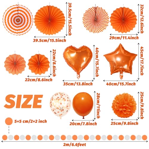 Orange Party Decorations Set - Pompoms, Balloons & Garland