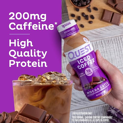 Quest Mocha Latte Iced Coffee - 10g Protein, 1g Sugar, 200mg Caffeine, 4 Pack