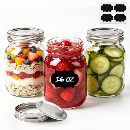 ComSaf 16 oz Mason Jars with Lids - 3 Pack Canning Jars