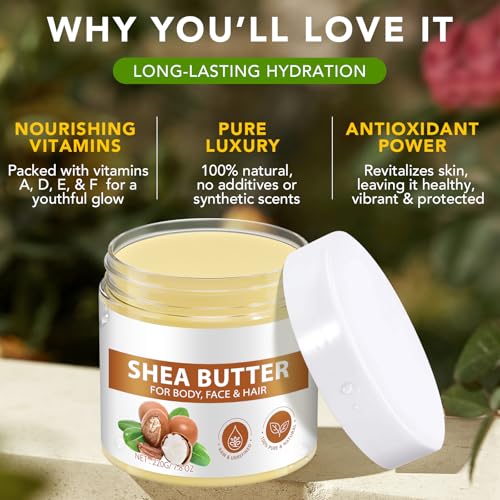 Organic Raw Unrefined Shea Butter - 7.76 oz Body & Face Moisturizer