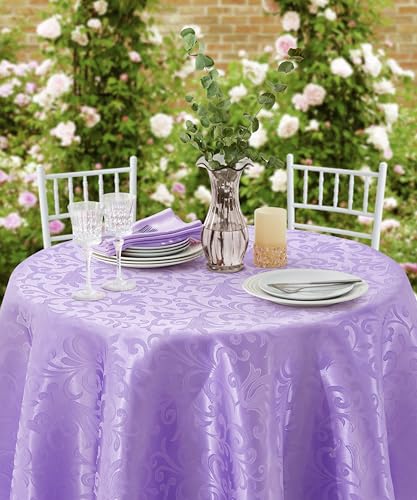 Light Purple Satin Round Tablecloth 60"x60" - Stain Resistant & Wrinkle-Free