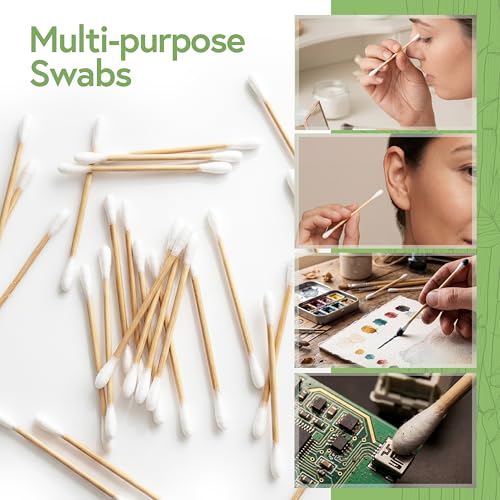 Jenvita 100% Bamboo Cotton Ear Swabs - 200 Pack, Biodegradable