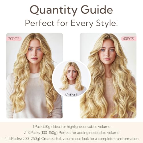 HOTBANANA 18" Tape-In Human Hair Extensions - Dark Brown, 20pcs 50g