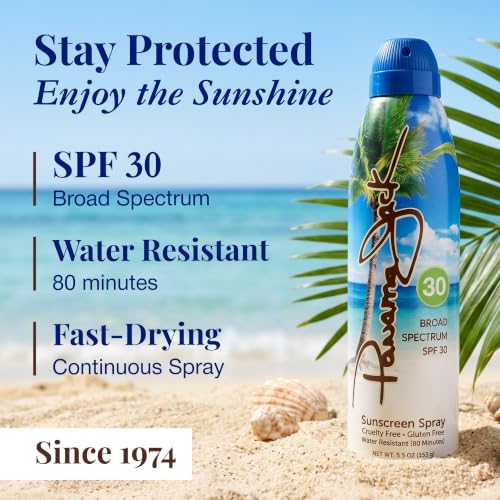 Panama Jack SPF 30 Continuous Spray Sunscreen - 5.5 OZ, Water Resistant, Broad Spectrum UVA/UVB Protection