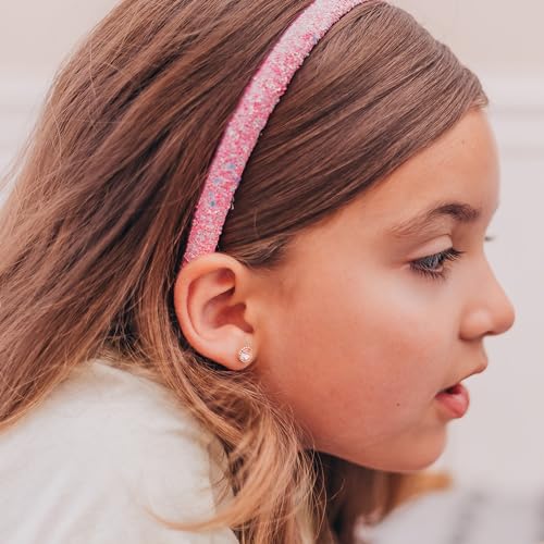 Glitter Headbands for Girls - 6 Pack in Pink, Purple, Gold, Rainbow