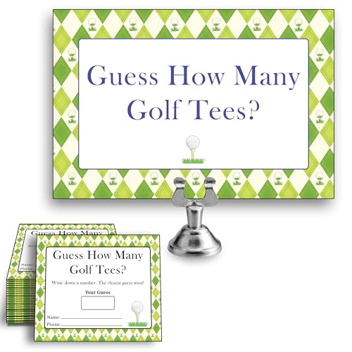 Guess How Many Golf Tees Party Game Set - 100 Guess Cards & Sign