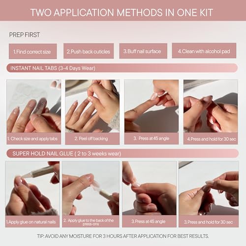 Celebritips Short Almond Press-On Nails - She Wears Crystals, 32 Nails Kit with Glue