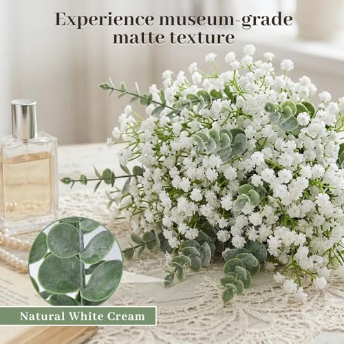 DomeStar 20PCS Artificial Baby's Breath & Eucalyptus Stems - Floral Arrangement for Home Decor & Wedding Centerpieces