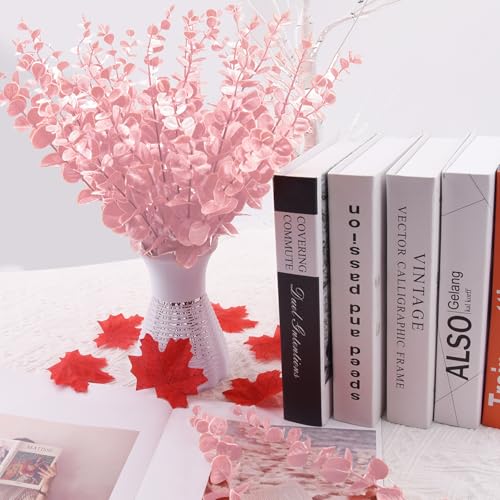 36 Pcs Pink Artificial Eucalyptus Stems - 15" Faux Branches for Home Decor