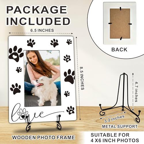 Dog Lover Photo Frame with Metal Stand - 4x6 Inch Wooden Decor