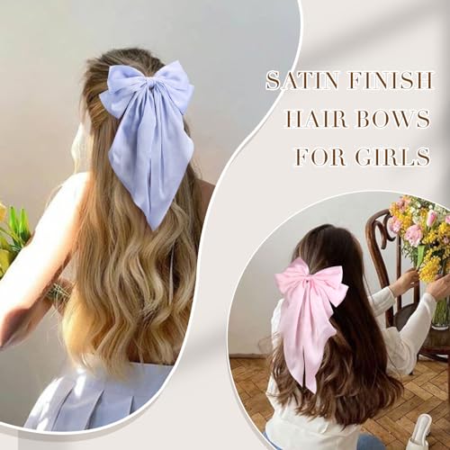 TOKUFAGU 10 Colors Big Hair Bows for Women & Girls - 10 Colors B Large 15 Inch Clip Barrettes