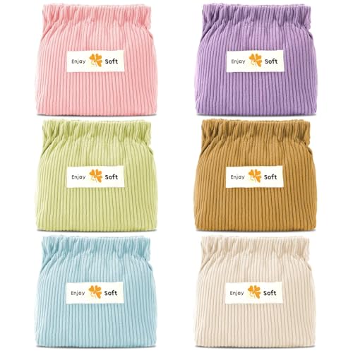 6-Piece Corduroy Elastic Hair Tie Organizer Set - Makeup Pouch