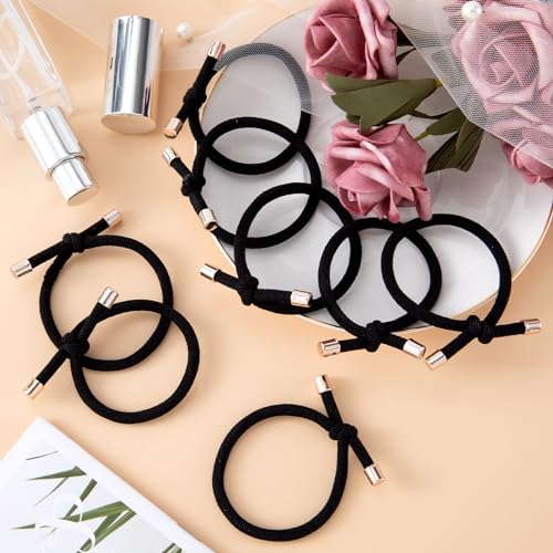 KIKOOD 15pcs Black Elastic Hair Ties for Women & Girls, Ponytail Holders, Knot Ribbon Stretch Bands