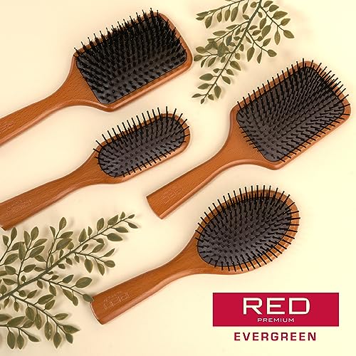 Red by Kiss Beechwood Square Paddle Hair Brush for Painless Detangling