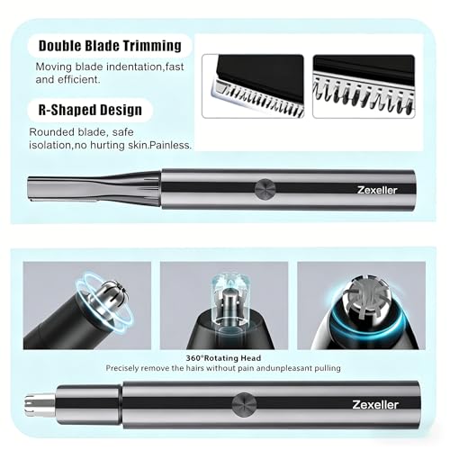 Electric Nose Hair Trimmer Eyebrow Trimmer for Men Women, 7-in-1 Painless Facial Grooming Kit, USB Rechargeable IPX7 Waterproof Precision Trimmer for Nose Ear Eyebrow Beard Body Hair