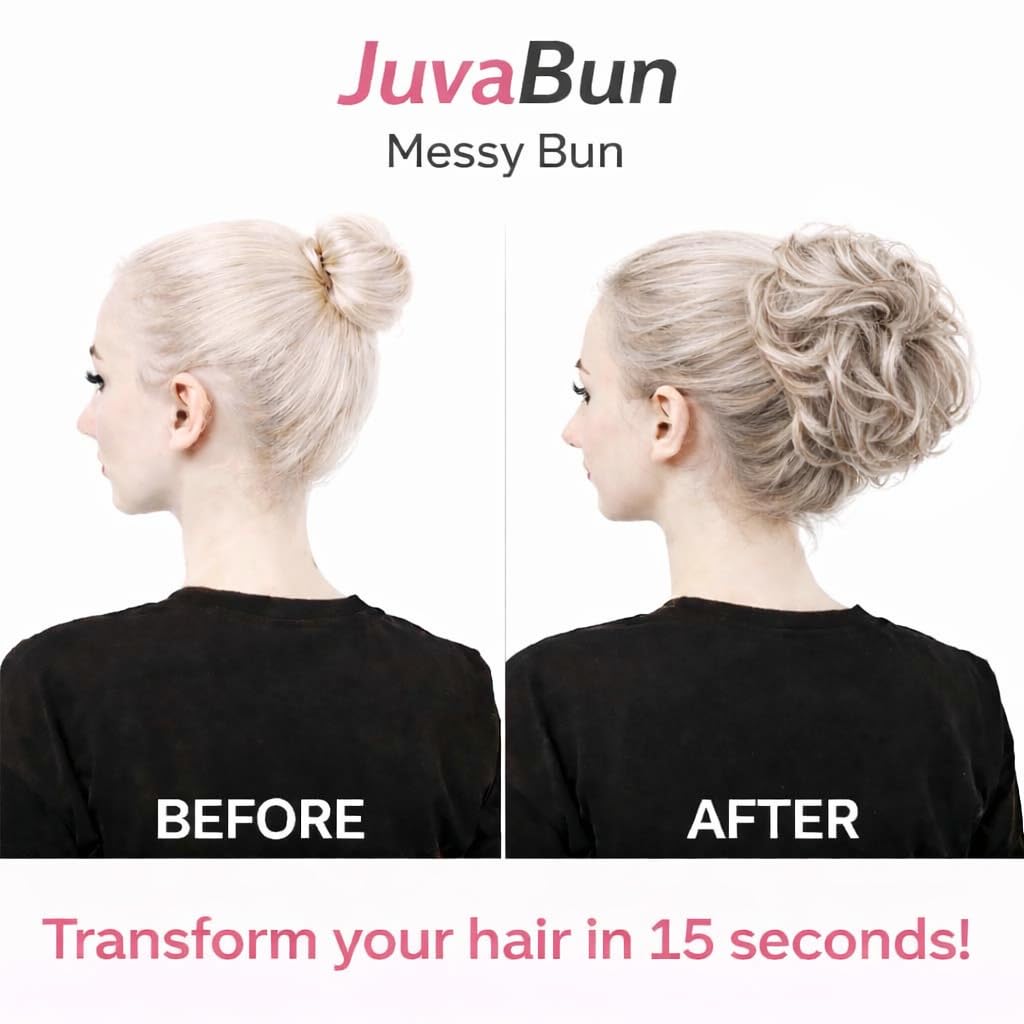 Juvabun Messy Bun 2.0 Light Gray Messy Bun Hair Extension Soft Lightweight Hair Bun Scrunchie for Women Everyday Wear