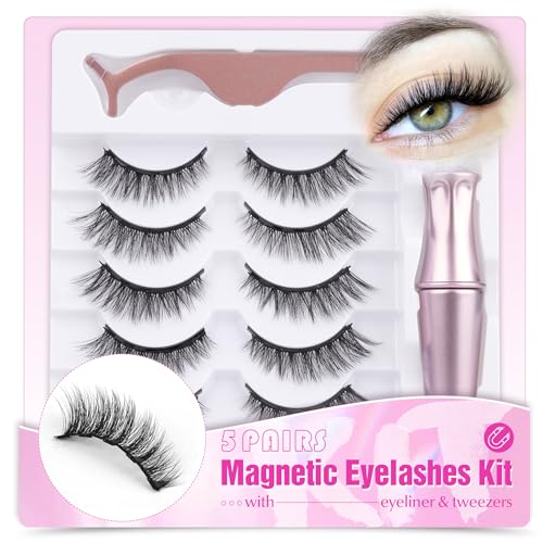 Magnetic Cat Eye Eyelashes with Eyeliner Kit - Reusable Natural Look by Mavphnee