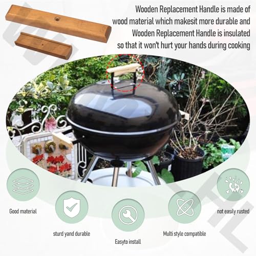 Wooden Replacement Handle for Weber Charcoal Grill - 2 Pack