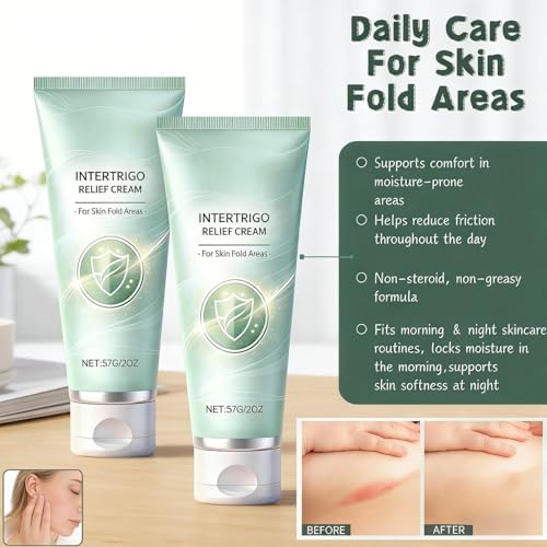 YUEOL 2PCS Intertrigo Cream for Skin Fold Care & Chafing Support, Fast-Drying Non-Greasy Formula