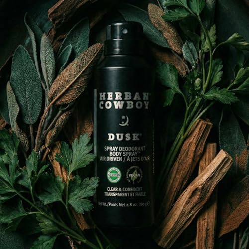 Herban Cowboy Dusk Body Spray Deodorant with Cedar, Lavender, Lime & Sandalwood - 2.8 oz Vegan, Cruelty-Free