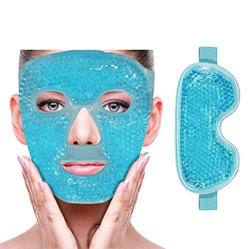 ZNÖCUETÖD Blue Cooling Mask Ice Pack for Face & Eyes - Hot/Cold Compress