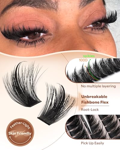 J-Manga Cluster with Spikes Eyelash Extensions Kit - 204 Pieces, 12-18mm