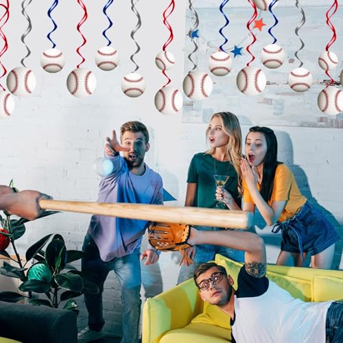 42 Pcs Baseball Hanging Swirls Decorations for Parties