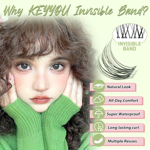 KEYYOU DIY Waterproof Lash Clusters - C Curl, 8-16mm Mix