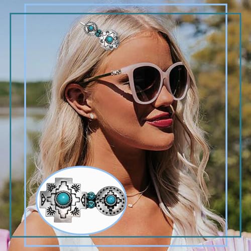 Western Turquoise Hair Clips - 12Pcs-C Cowgirl Bobby Pins Set