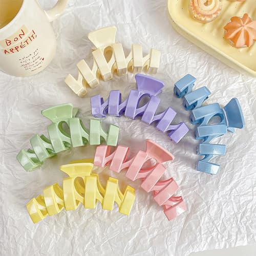 COLLIBEL 4-Inch Large Hair Claw Clips - 6-Piece Non-Slip Pastel Set