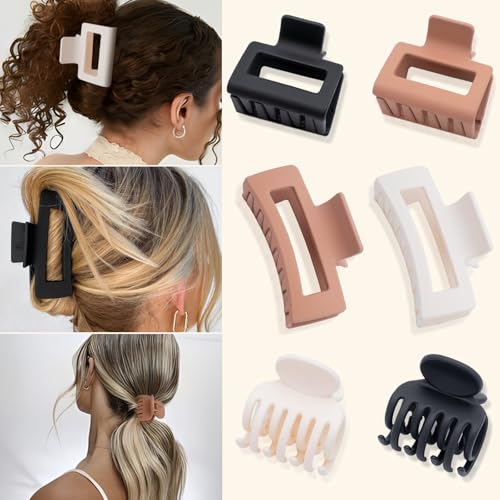 GlowMyst 9PCS Matte Hair Clips - Large & Mini Claw Clips for All Hair Types