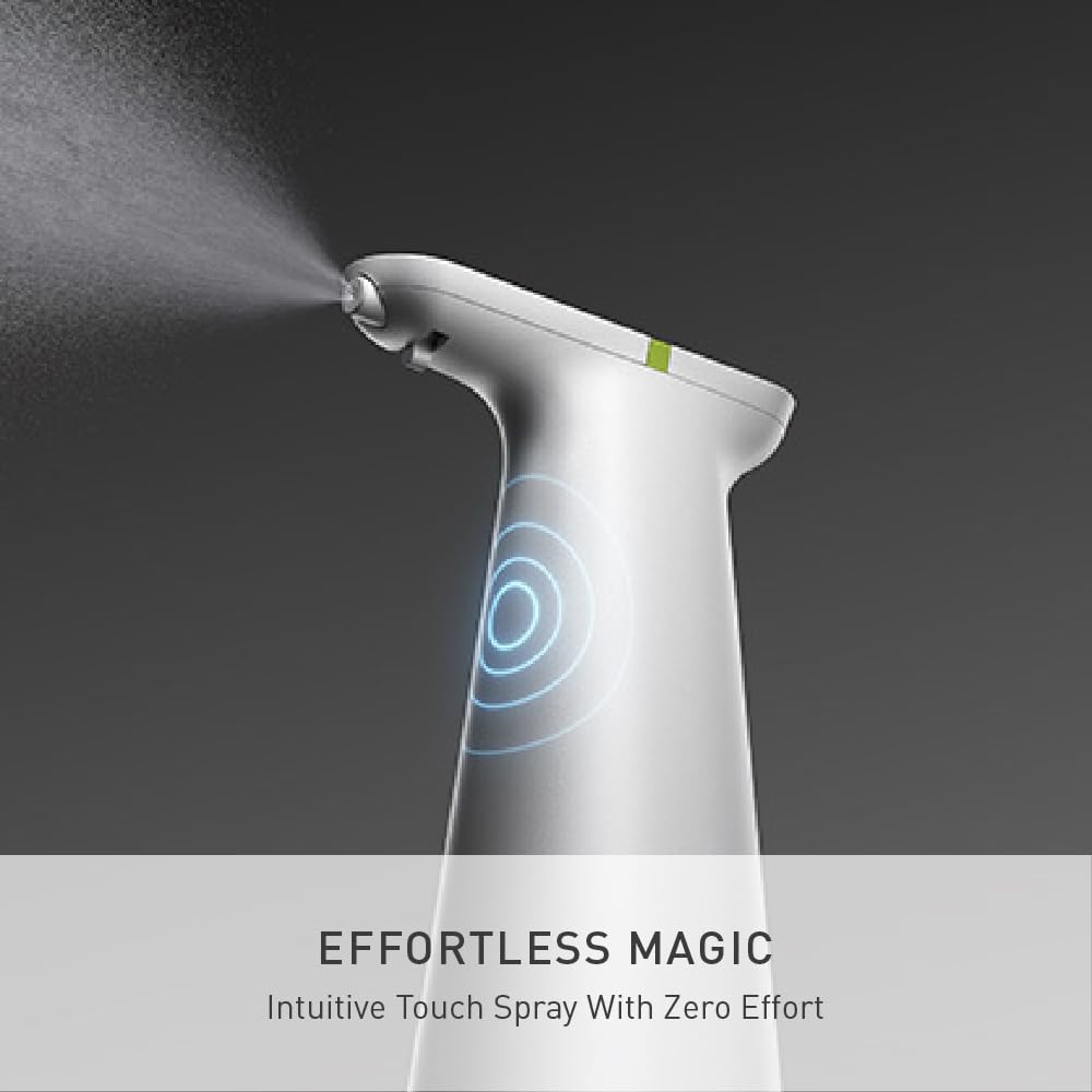 simplehuman Sensor Spray, Automatic Continuous Spray Bottle, Intuitive Touch, Superfine Mist, Wide-Coverage Cone & Ultra-Precise Jet, Refillable & Rechargeable, for Cleaning, Plants & Hair, White