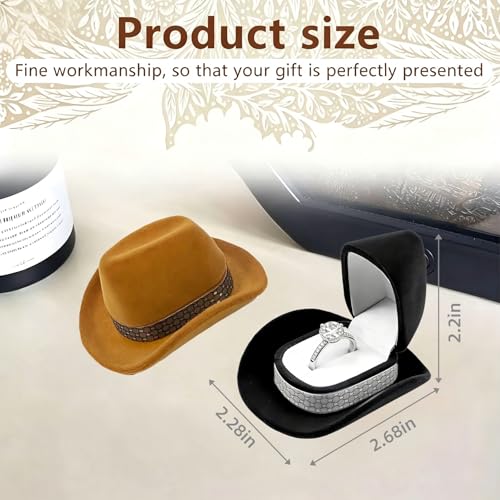 Cowboy Hat Jewelry Box - Velvet Ring & Earring Holder