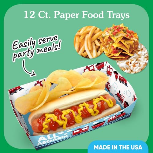 Railroad Party Food Trays - 12 Ct Double-Sided Paper Holders
