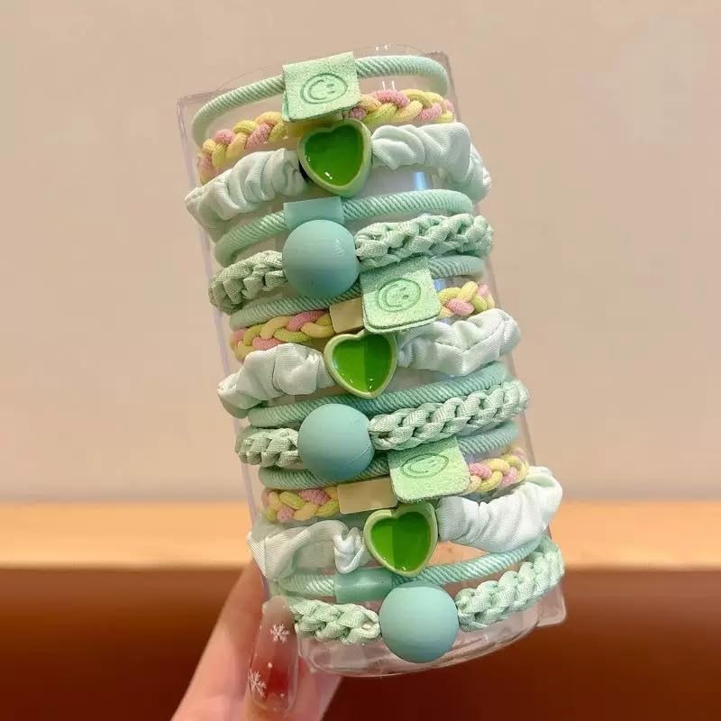 Boho Hair Ties & Bracelets - 15 Pcs Elastic Accessories for Thick or Thin Hair | 5 Stylish Designs in Yellow