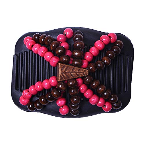 3 Pack Women Hair Beaded Comb Clips Double-Sided Hair Bun Makers Elastic Hair Accessories