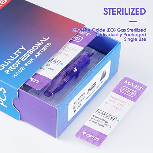 Mast Pro Tattoo Cartridges - 20 Disposable Needles, Mixed Sizes 1205RL & 1205RS