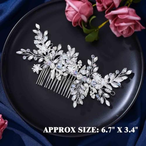 JAKAWIN Rhinestone Bridal Hair Comb - Silver Crystal Wedding Headpiece