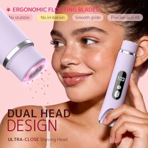 Bikini Trimmer for Women,Smooth Electric Razor for Sensitive Skin, IPX7 Waterproof Wet & Dry Cordless Body Shaver & Grooming Set for Bikini Area, Pubic Hair, Face, Underarms & Legs(Purple)