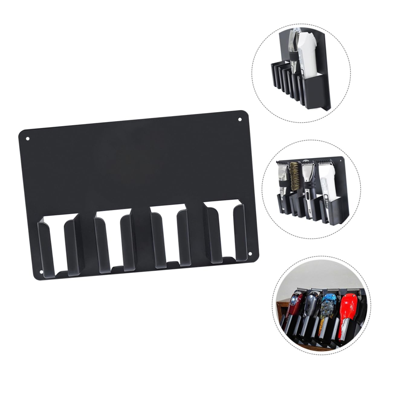 EXCEART Wall Hair Clipper Holder Wall-Mounted Organizer Rack with Multi-Slot Storage for Hair Clippers Scissors and Combs Space-Saving Salon and Home Styling Tool Bracket 11.81X7.87X1.96In